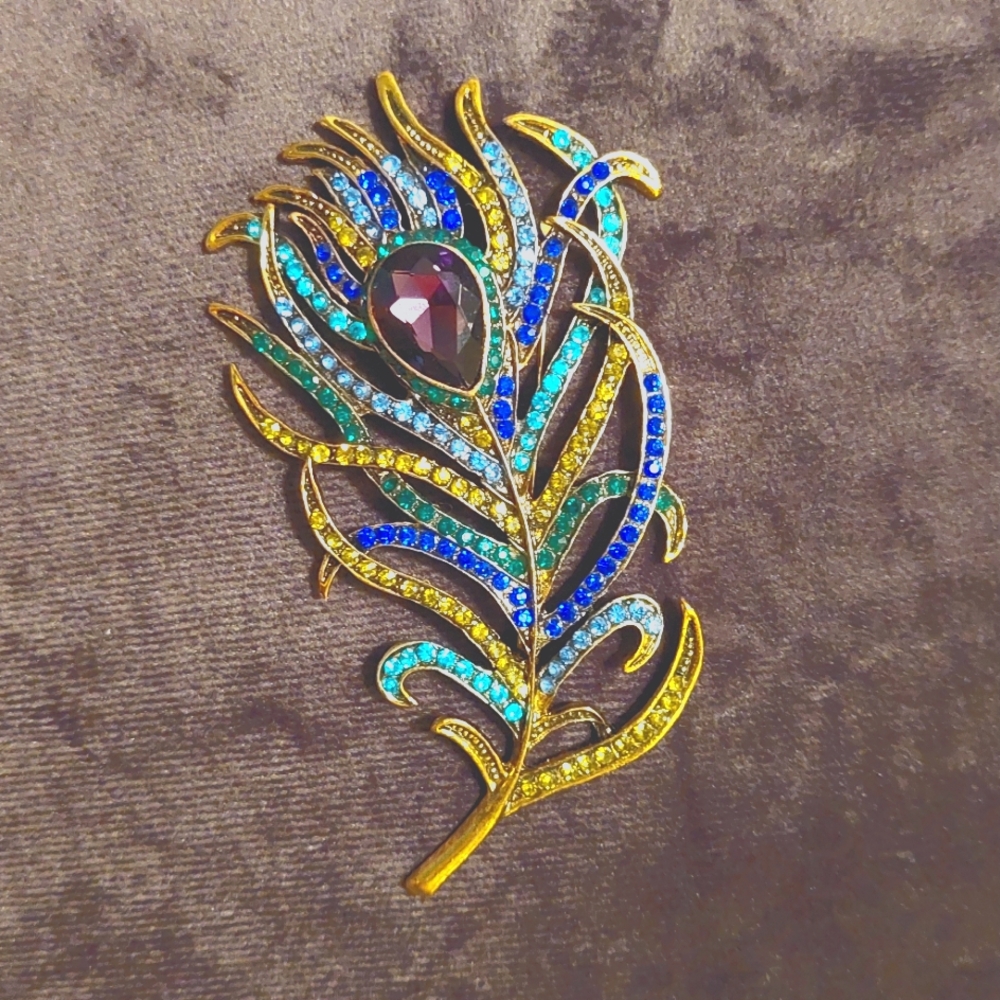 Beautuful peacock feather brooch